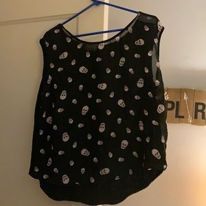 Black and white skull tank